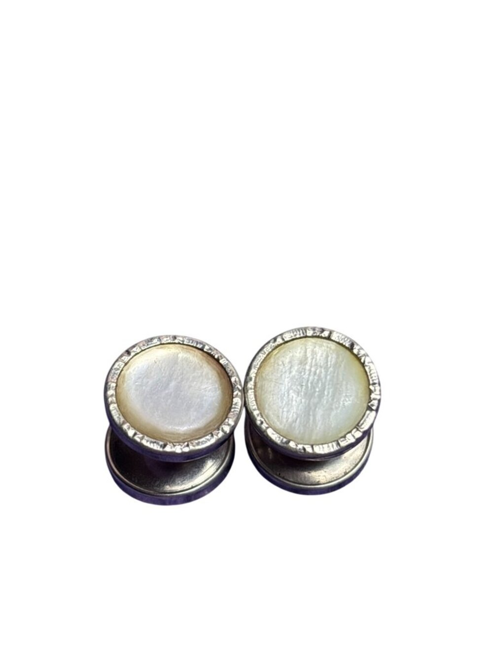 Vintage Mother of Pearl Silvertone Cuff Links